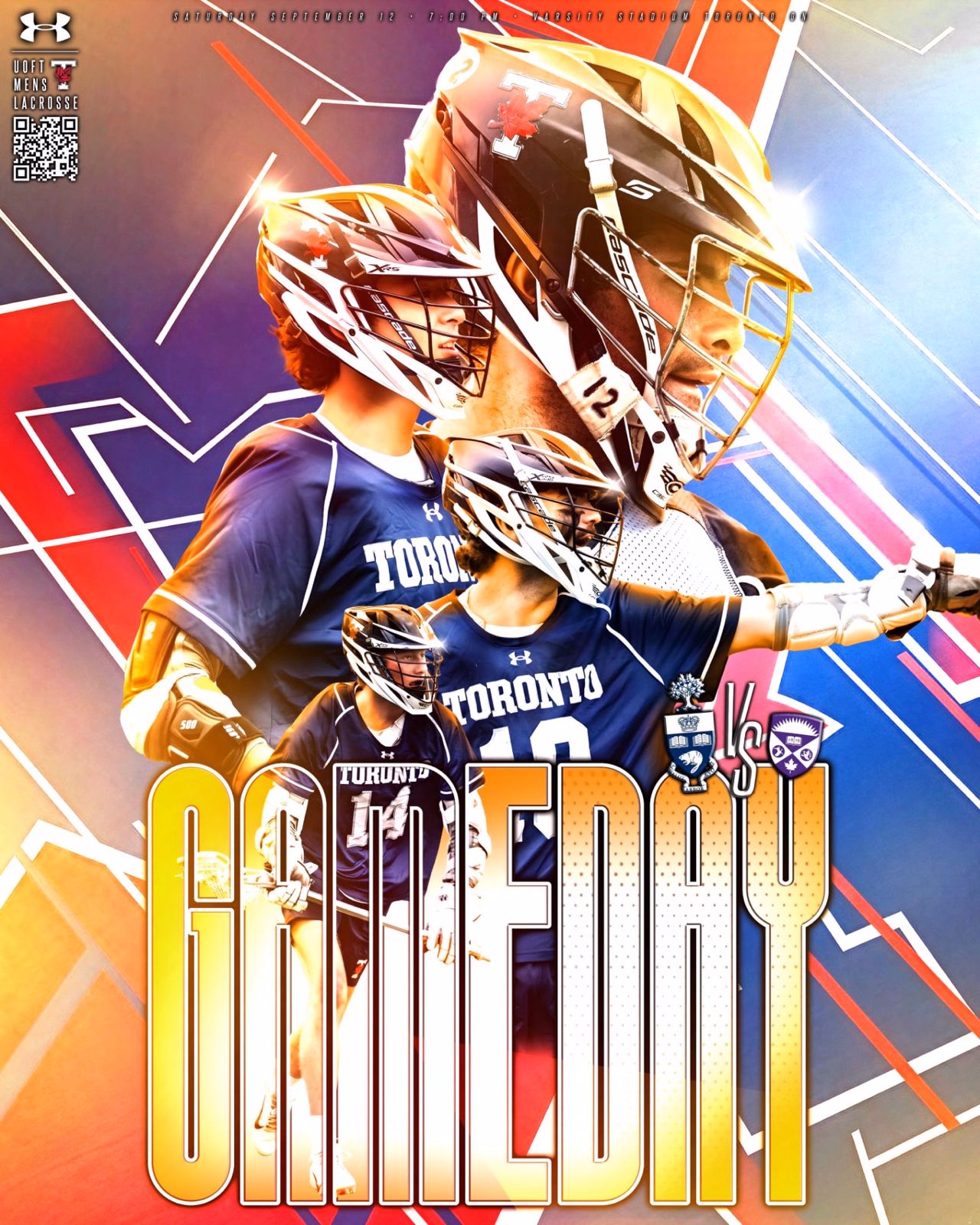 Gameday lacrosse matchup poster graphic designed by Larry Li